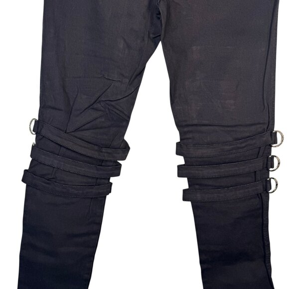 Royal Bones By Tripp Black Lace Up Jeans Pants w/ Straps Zippers Hot Topic 9 - Picture 11 of 12